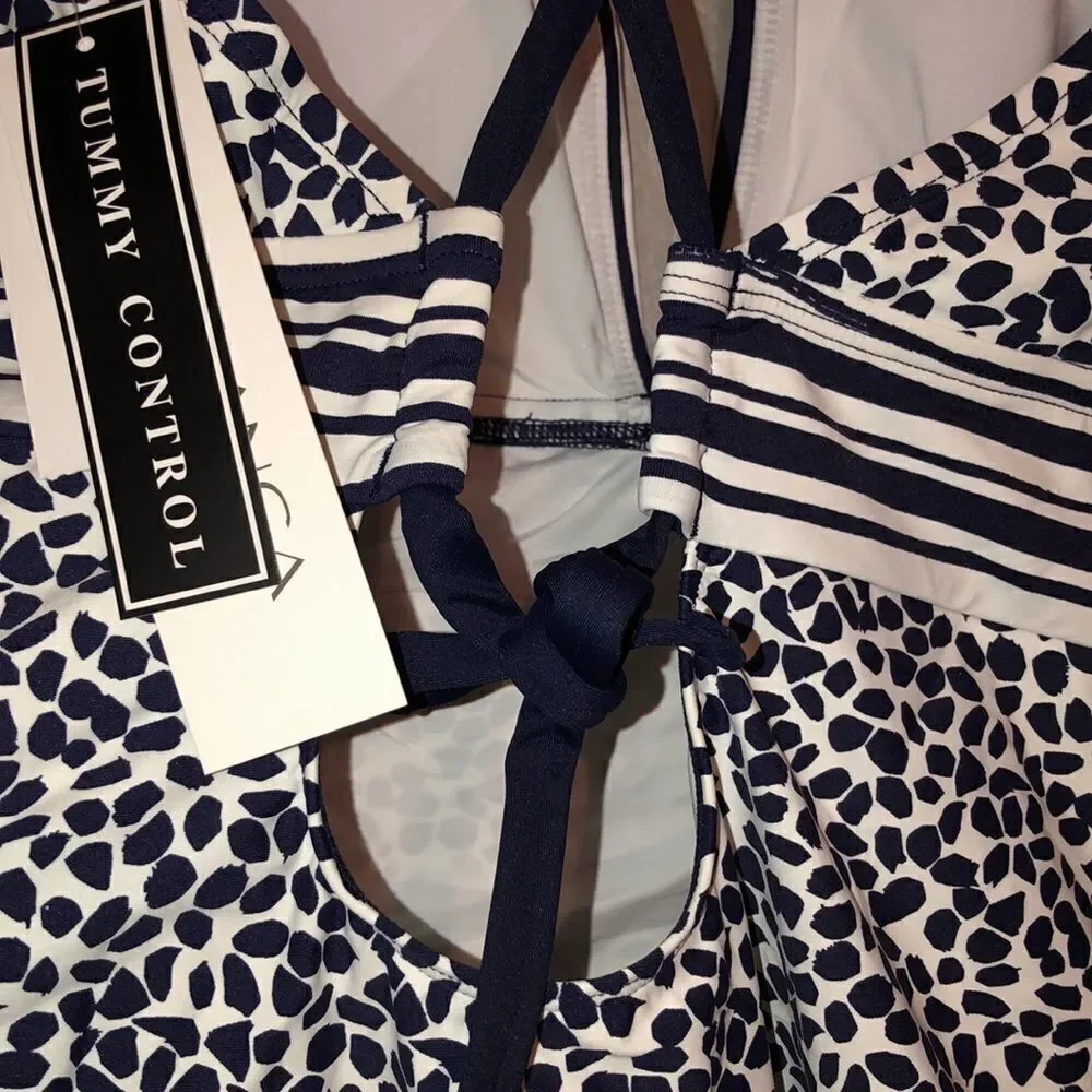 La Blanca 16W Apulio Mio Indigo High Neck One-Piece Swimsuit